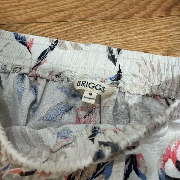Briggs Elastic Waistband Pants Tan Floral Pattern Size Medium - Picture 10 of 11